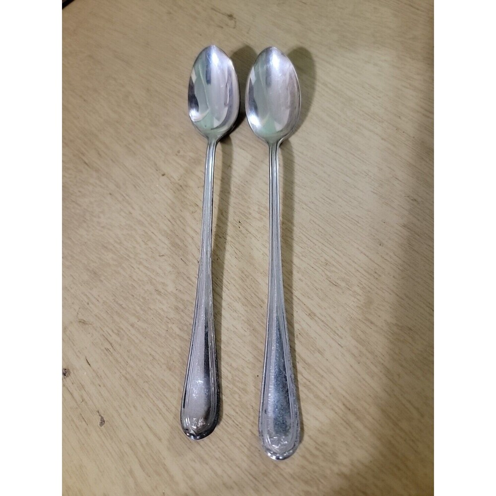 (2) Vintage R.S. Mfg Co  7.25 in" Silverplate Ice‎ Tea Spoons